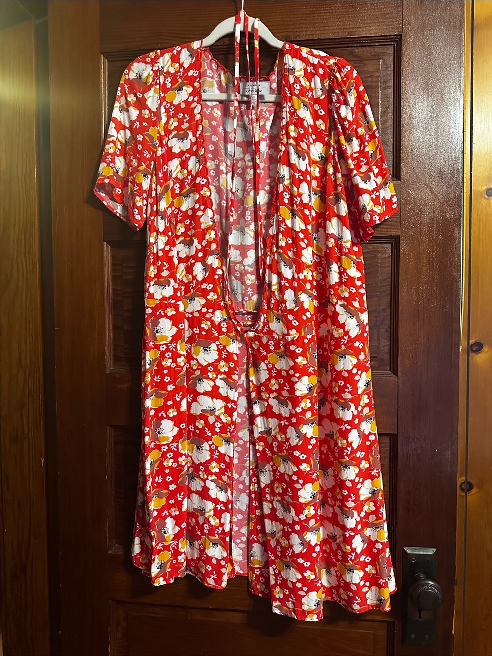 Red Floral Tie-Front Dress sz 10